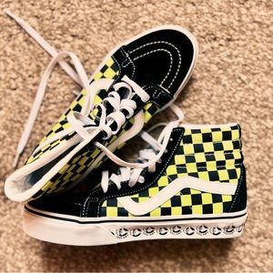 Vans neon green and white black sneakers